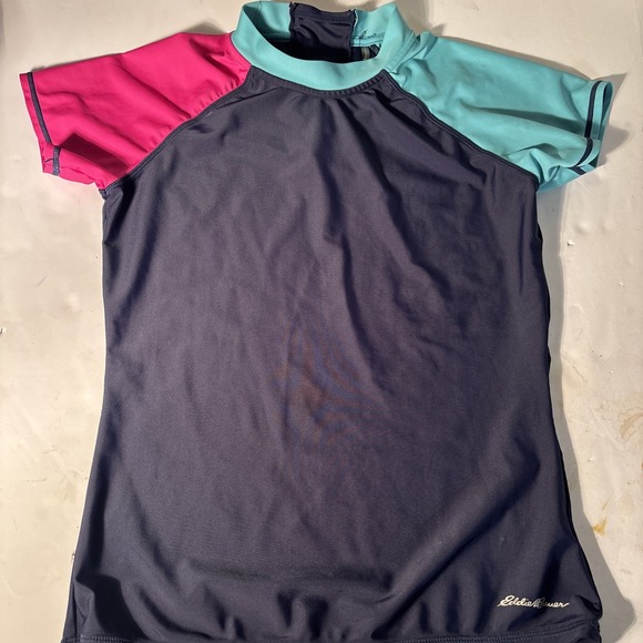 Eddie Bauer Girls Rash Guard Surf Swim Shirt Short Sleeve Size Medium 14/16 - Picture 1 of 5